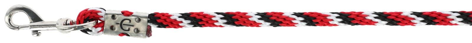 Uwiąz dla konia Mustang, zwykły karabińczyk, czerwony/czarny/biały, 200 cm, Covalliero - Cavalo